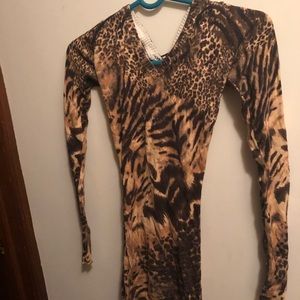 Animal print long sleeve sweater